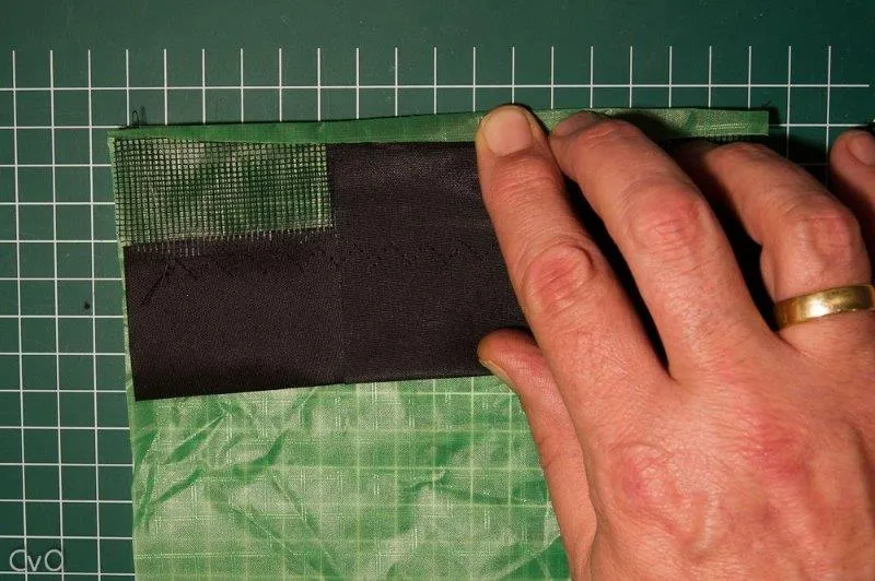Fold the top down over the straight stitch