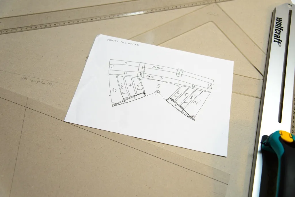 Sketch to prepare the panels and number them so that you can easily find them once they've been cut out.
