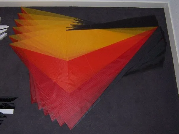 The 6 wings (which will form 3 Rev sails) are glued together.