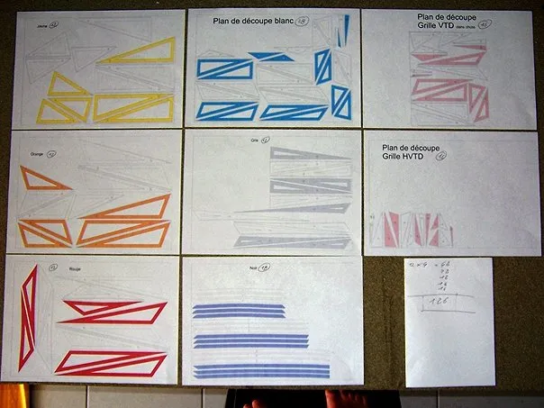 Cutting plans for 3 Polo kites (UL, VTD and HVTD). A total of 126 panels to cut for these 3 kites!