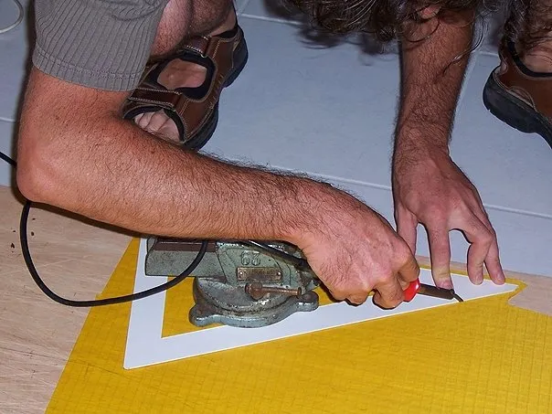 Cutting the Icarex spinnaker.