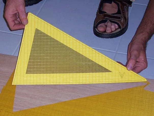 Cutting the Icarex spinnaker.