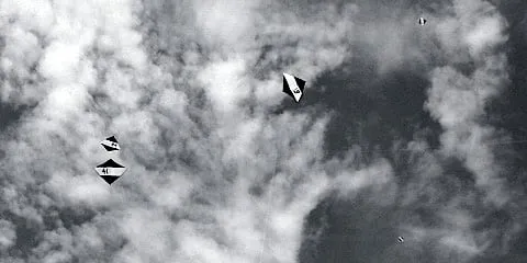 Vol sans vent lors d’un festival de cerf-volant : 5 urban ninjas