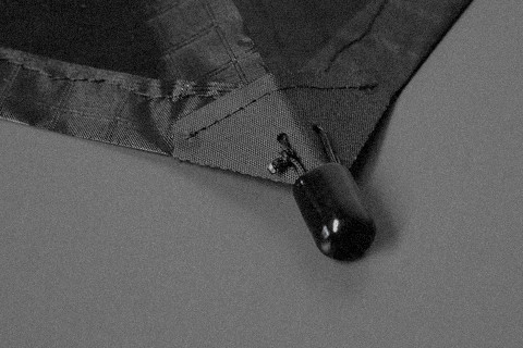 Nose of the kite, front side, with vinyl cap.