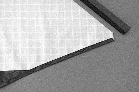 The sewn leading edge at the wingtip